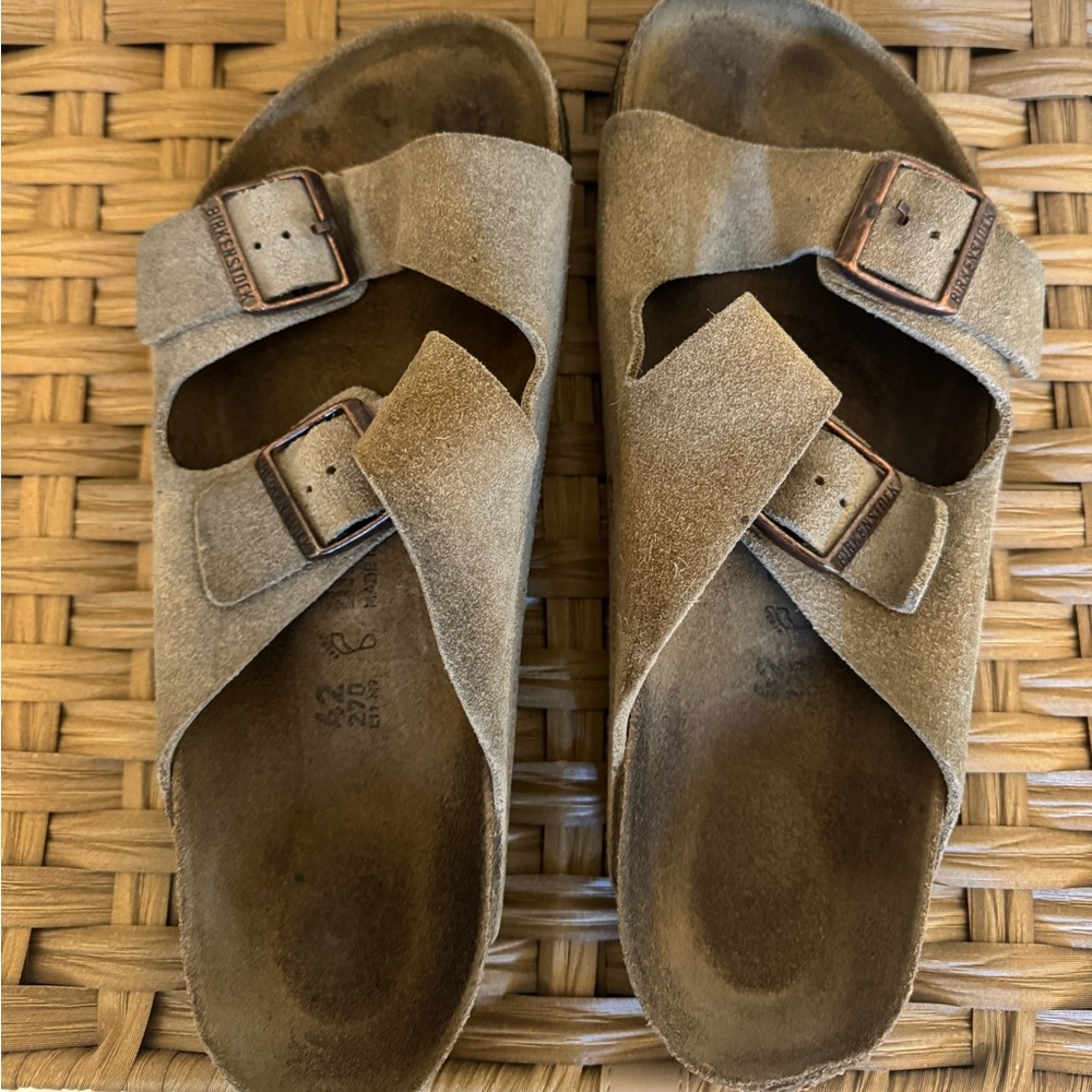 Birkenatock men Brown Suede Sandals with Buckles